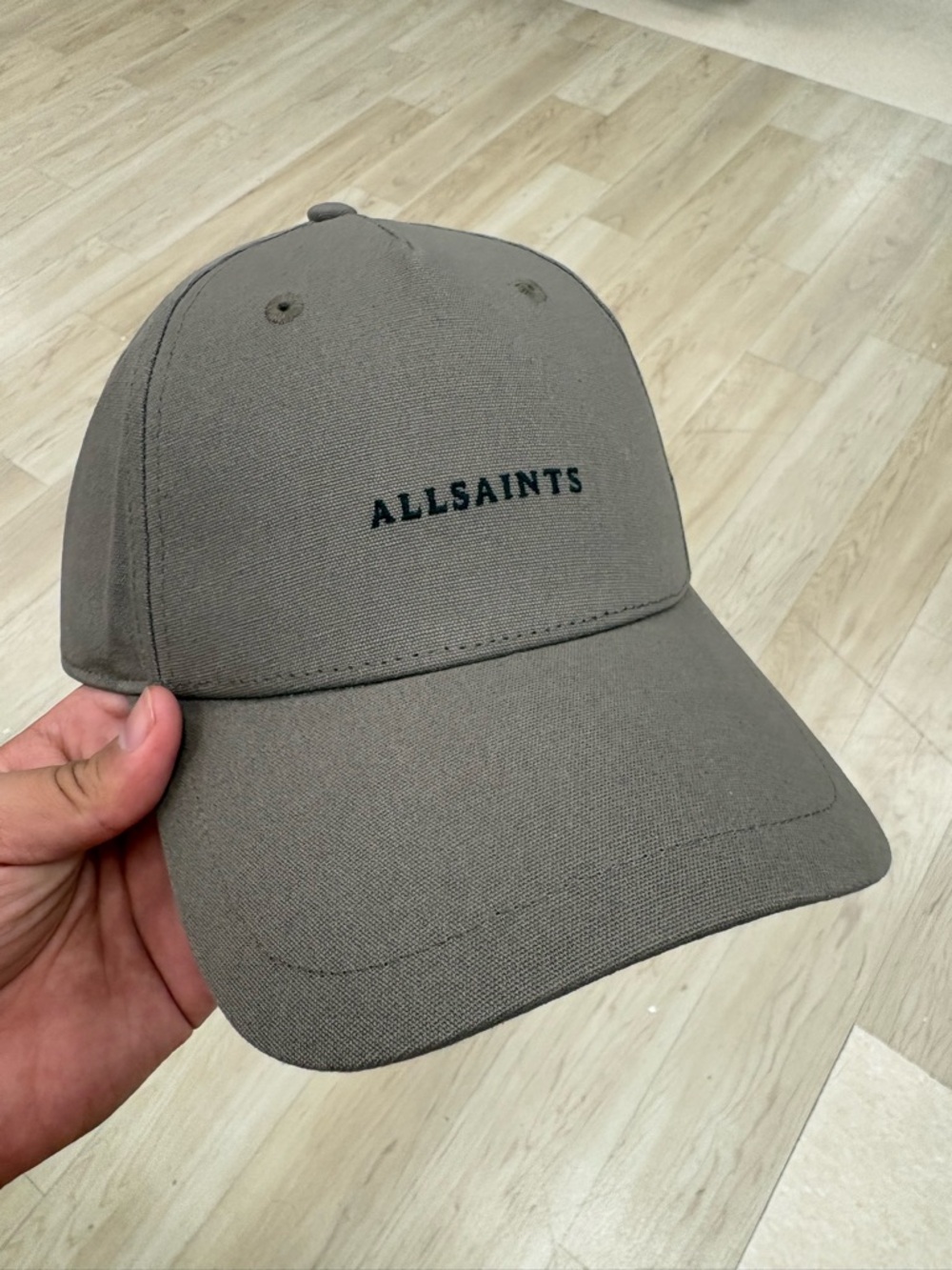 AllSaints Olive Baseball Cap with Black Trim